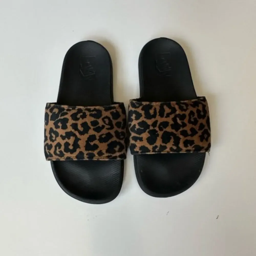 Vans Leopard and Black Slides size 3